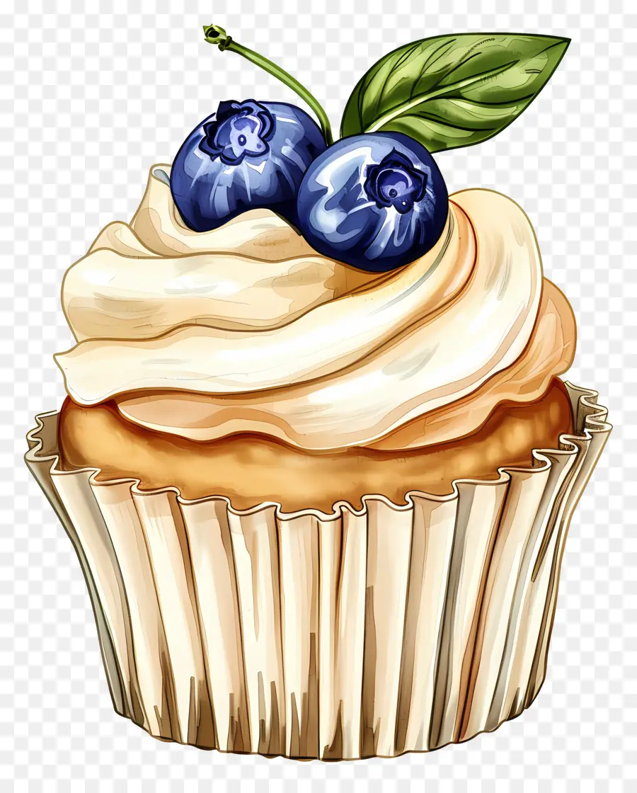 Bolinho Vintage，Cupcake Com Mirtilos PNG