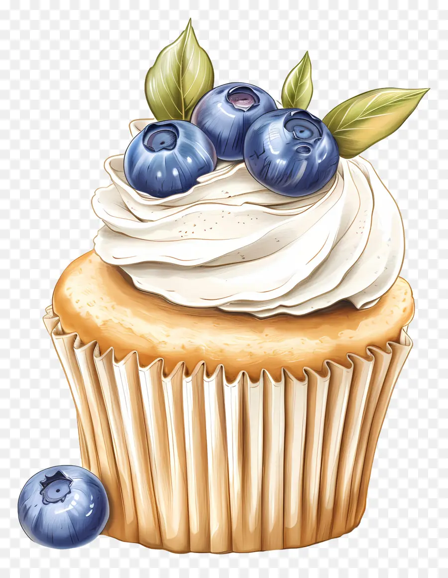 Bolinho Vintage，Cupcake Com Mirtilos PNG