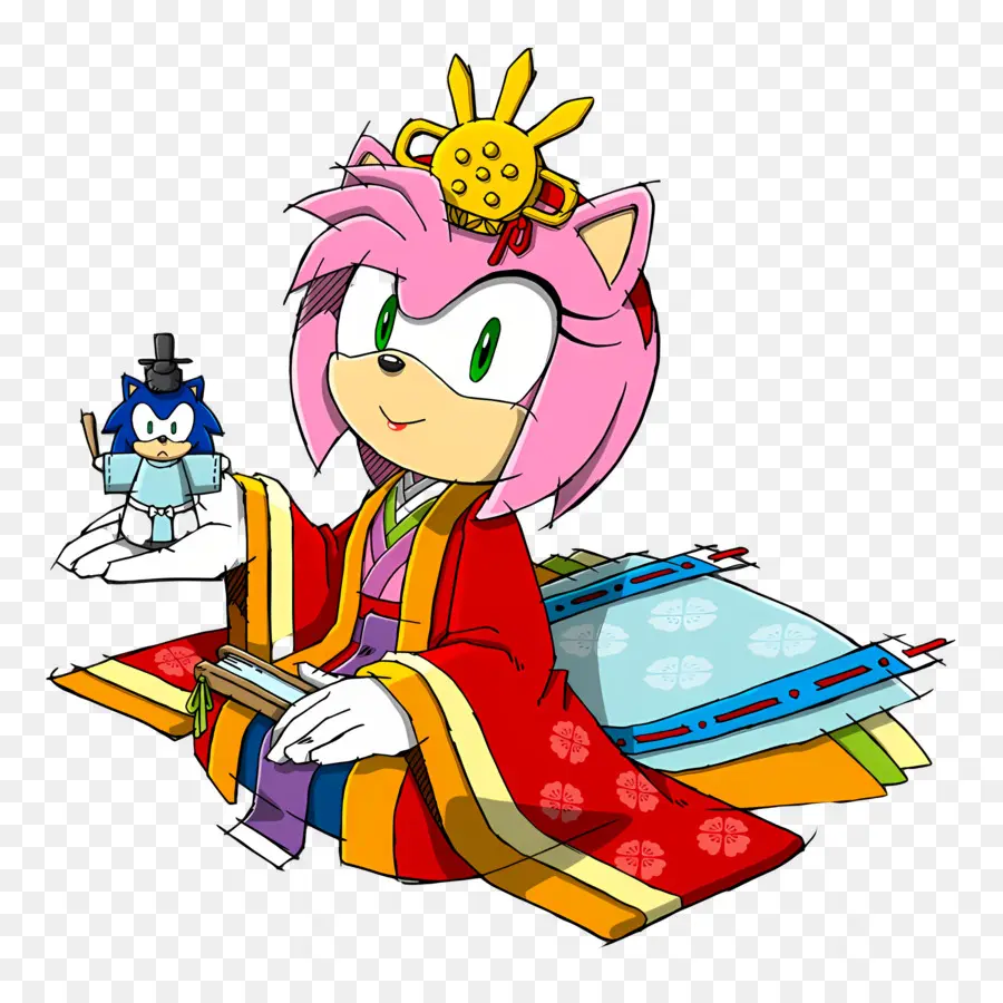 Sonic O Ouriço，Personagem Rosa Em Traje Tradicional PNG