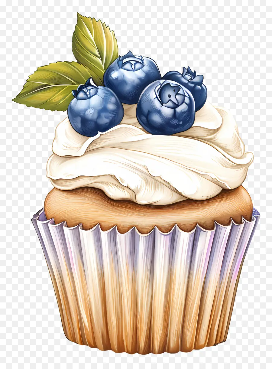 Bolinho Vintage，Cupcake Com Mirtilos PNG