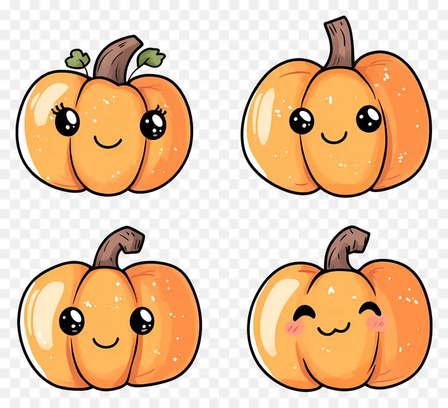 Abóboras Fofas，Abóboras Kawaii PNG