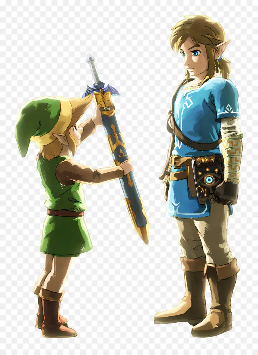 Lenda De Zelda，Dois Personagens Com Espada PNG