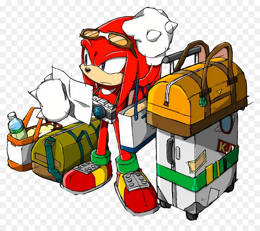 Sonic O Ouriço，Personagem Vermelho Com Bagagem PNG