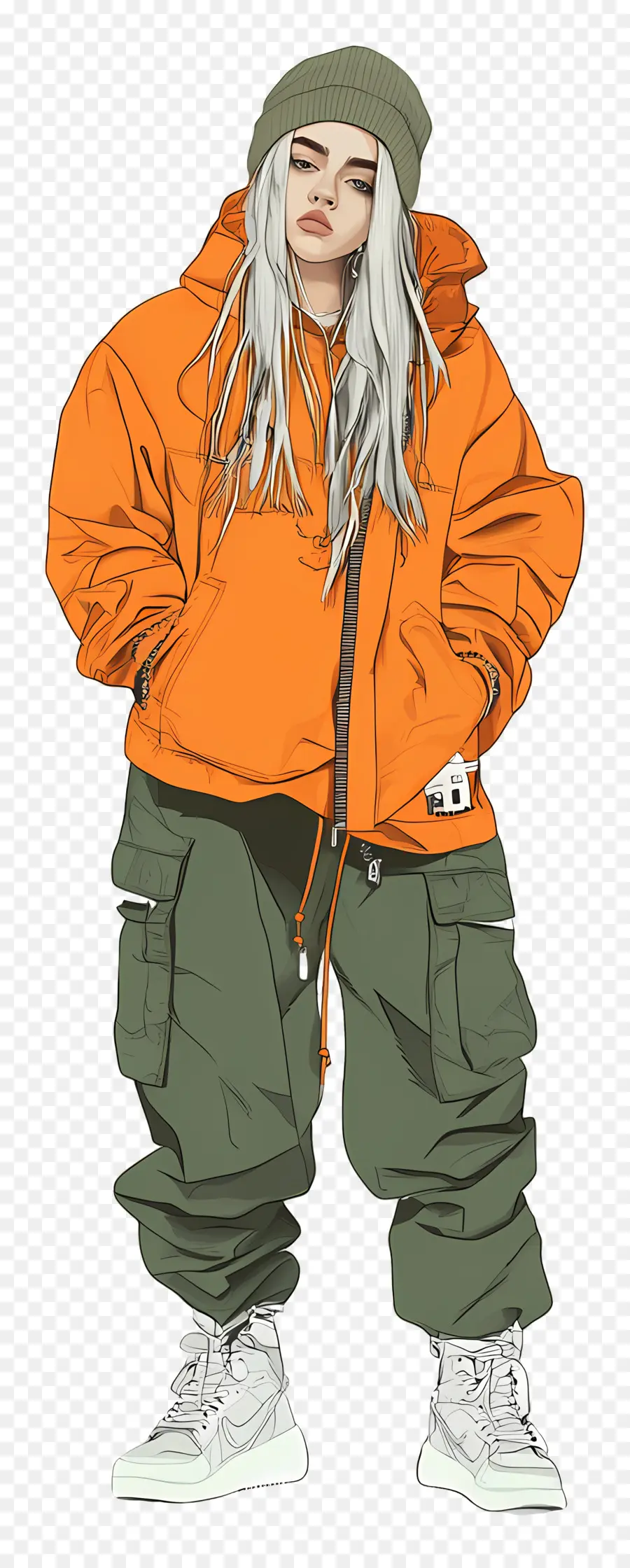 Billie Eilish，Personagem De Jaqueta Laranja PNG