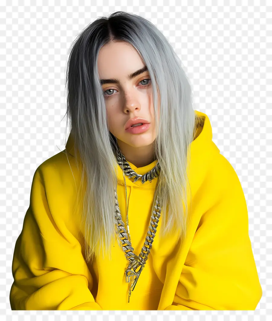 Billie Eilish，Pessoa Com Capuz Amarelo PNG