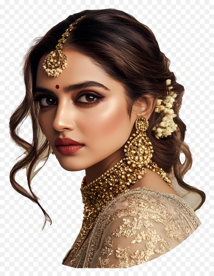 Deepika Padukone，Mulher Com Joias De Noiva PNG