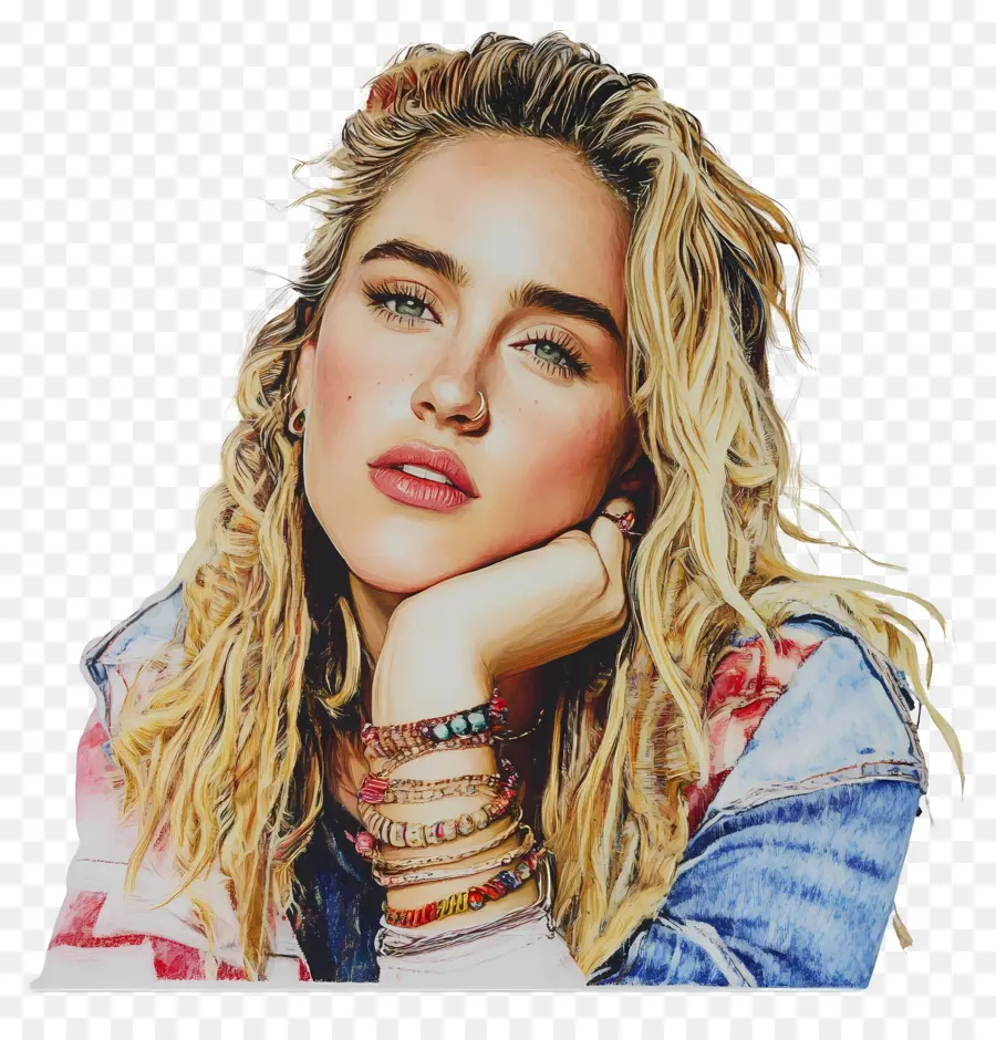 Miley Cyrus，Retrato De Mulher Loira PNG