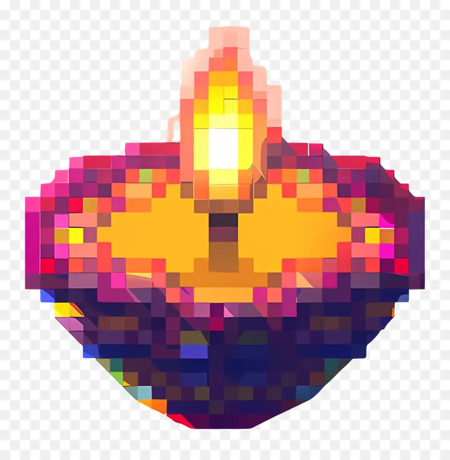 Pixel Diwali Diya，Diya Pixelizada PNG