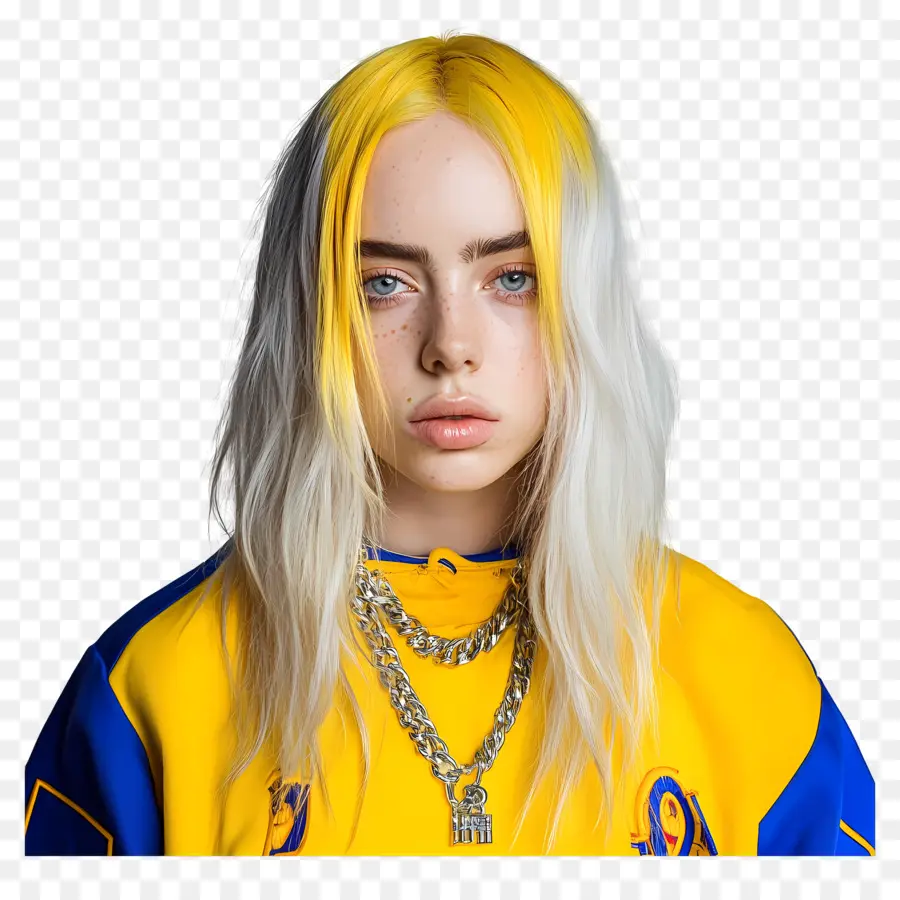 Billie Eilish，Pessoa Com Capuz Amarelo PNG