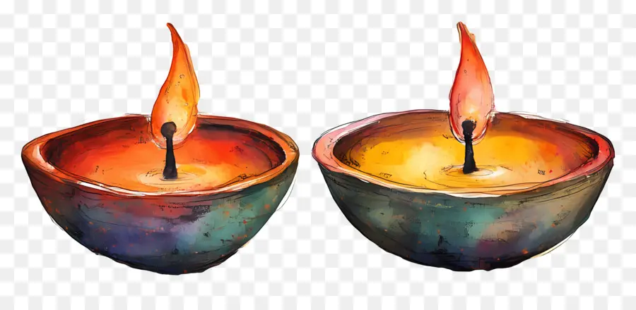 Lâmpadas A óleo De Diwali，Velas PNG