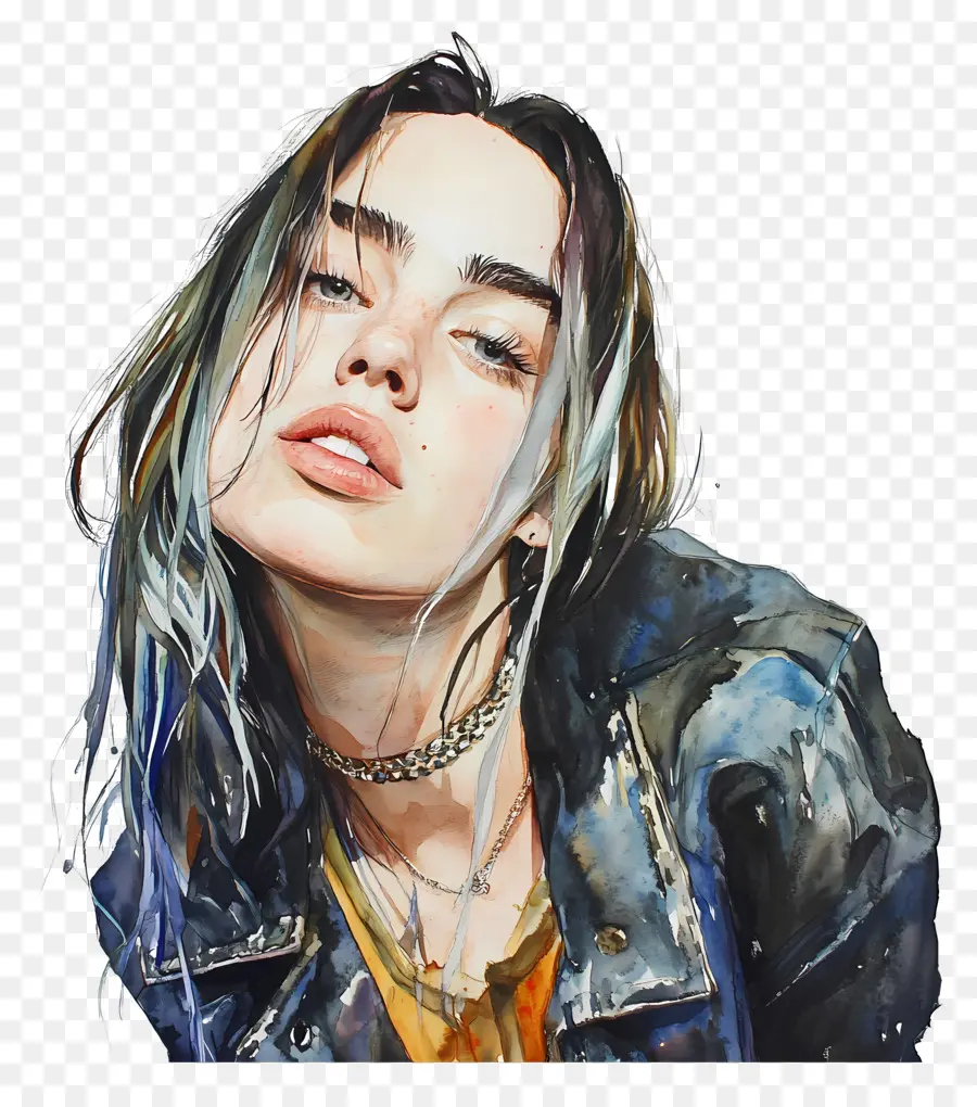 Billie Eilish，Retrato Elegante PNG