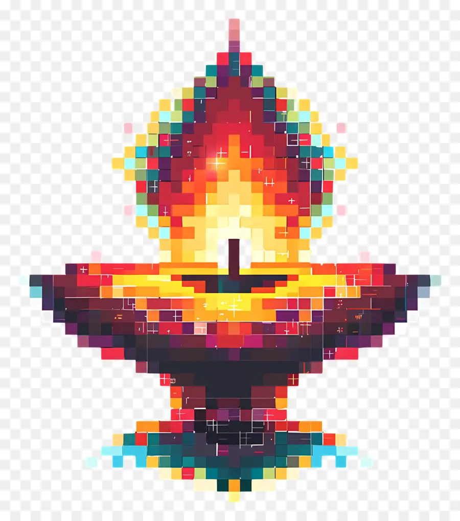 Pixel Diwali Diya，Vela De Pixels PNG