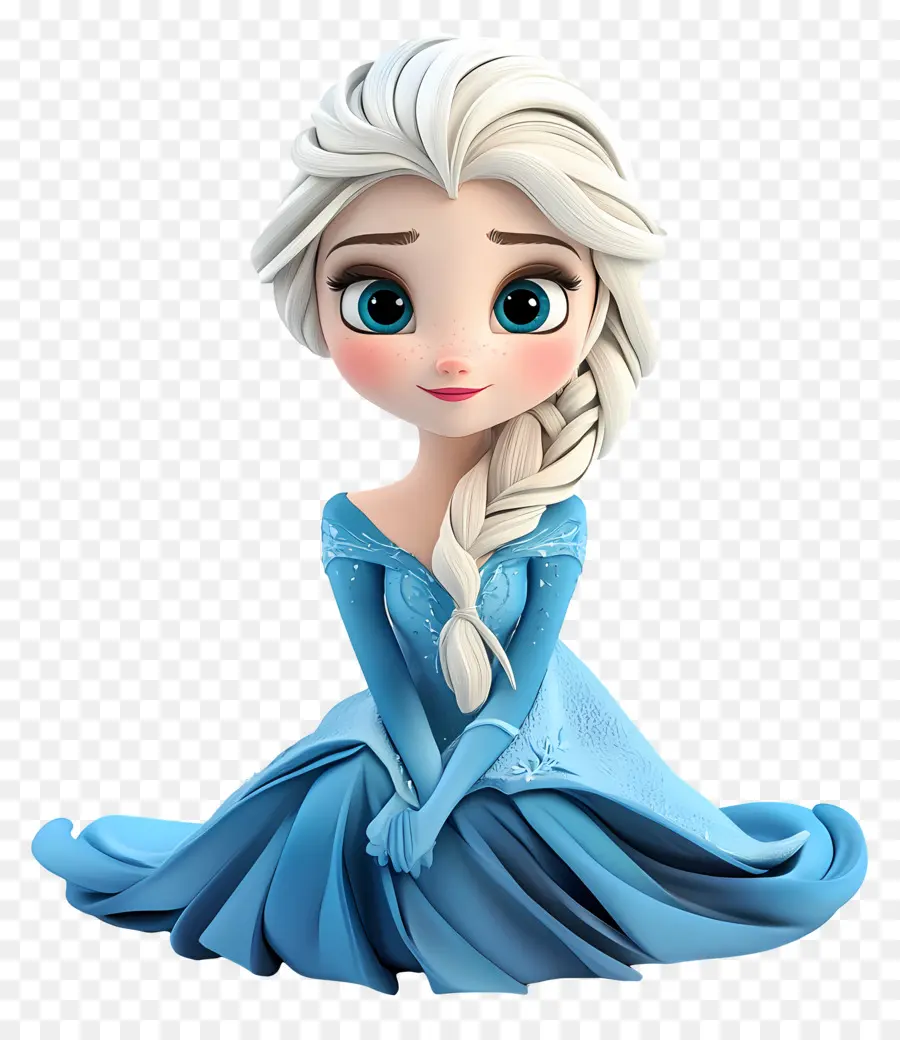 Princesa Elsa，Personagem Animado Em Vestido Azul PNG