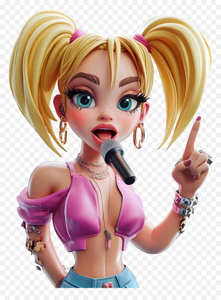 Miley Cyrus，Figura De Desenho Animado Cantando PNG