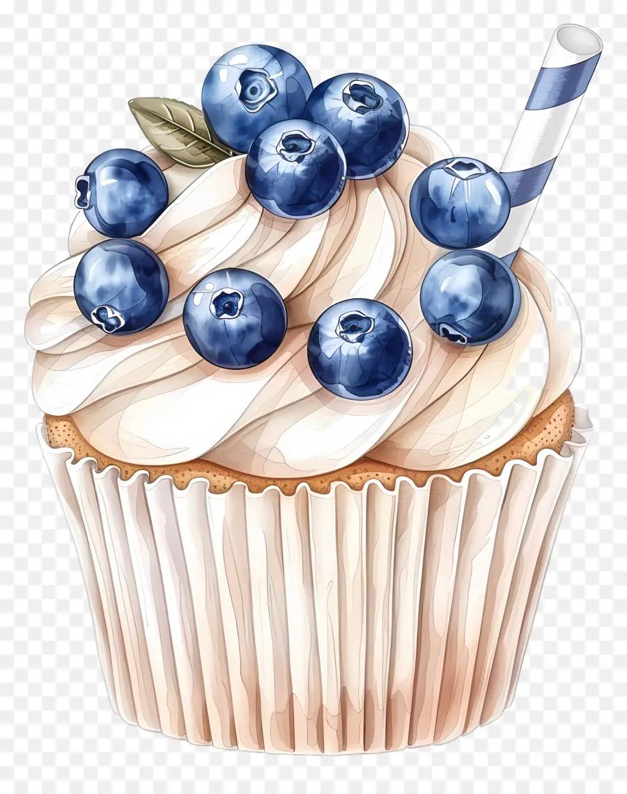 Bolinho Vintage，Cupcake Com Mirtilos PNG