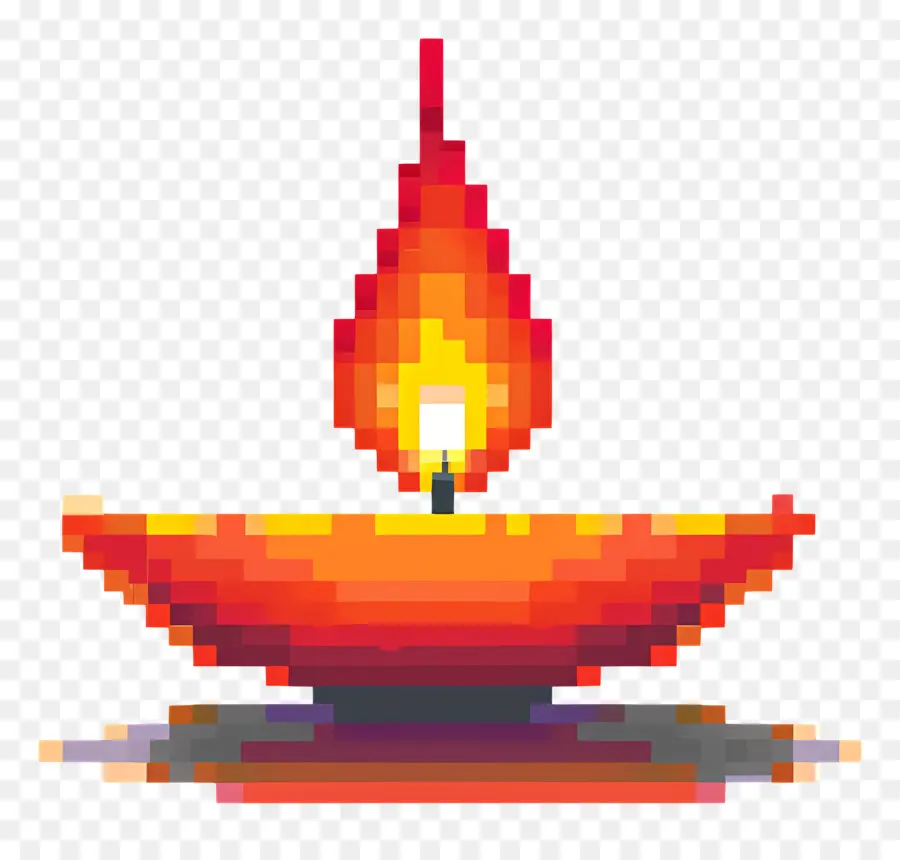 Pixel Diwali Diya，Diya Pixelizada PNG