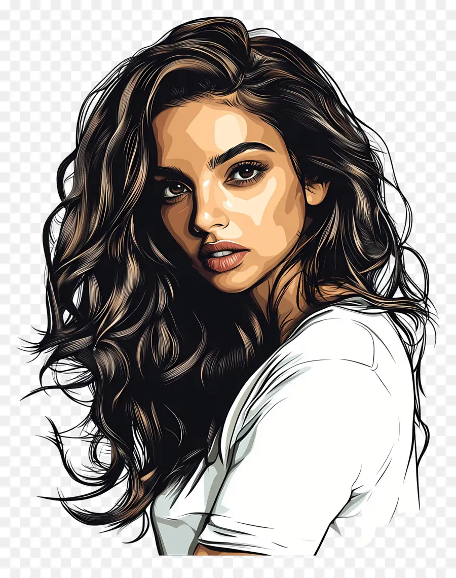 Deepika Padukone，Mulher Ilustrada PNG