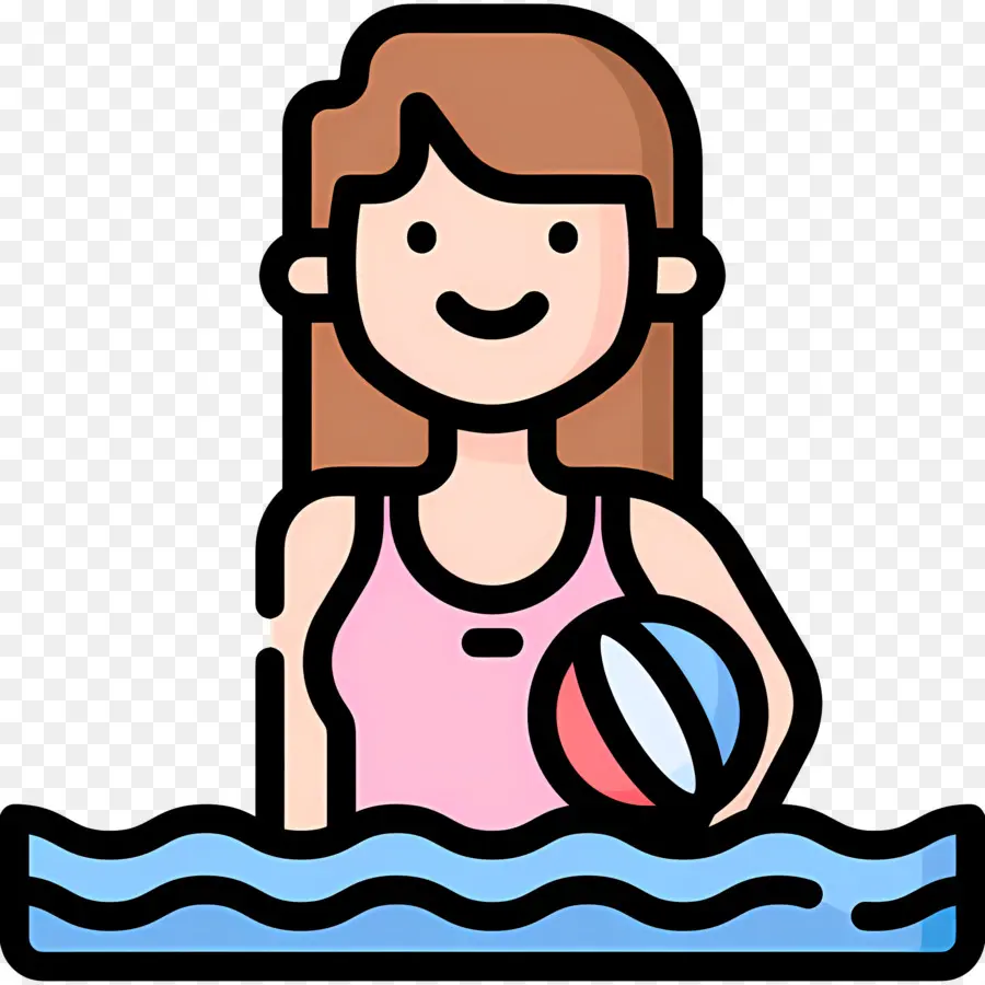 Piscina，Menina Com Bola PNG