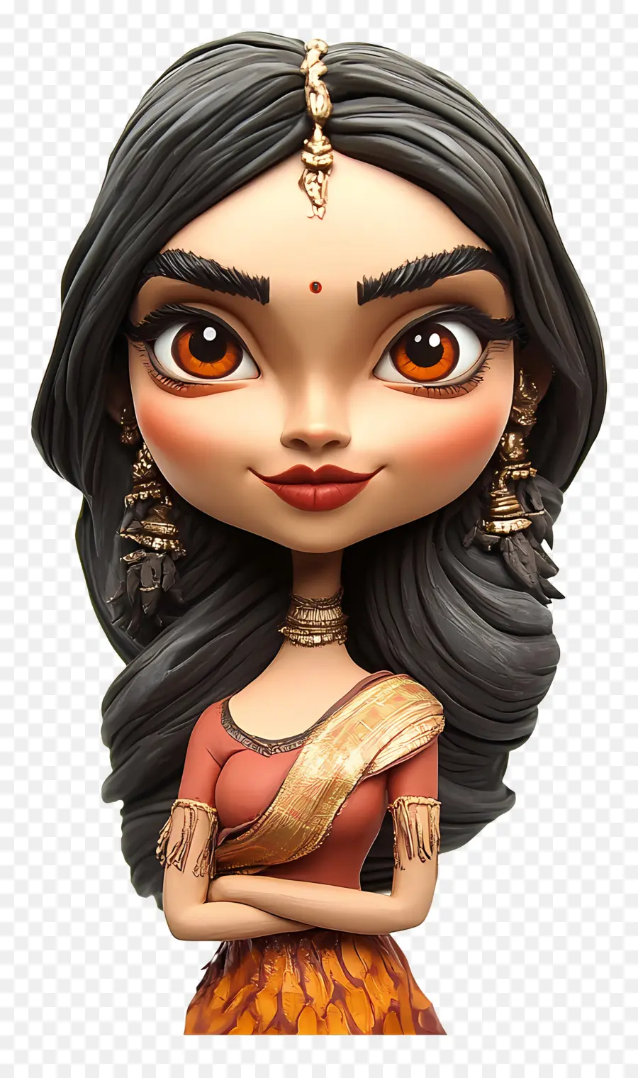 Deepika Padukone，Personagem Chibi Em Traje Tradicional PNG