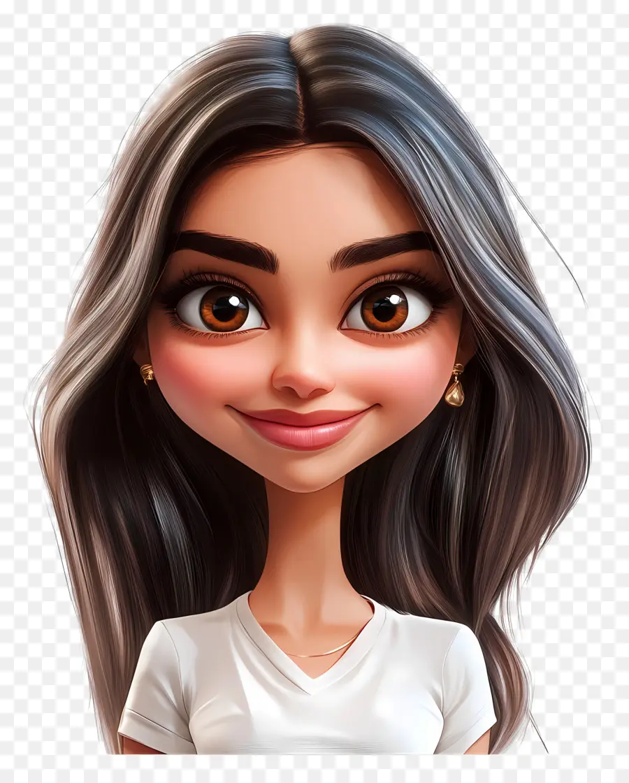 Deepika Padukone，Personagem Chibi Com Cabelo Comprido PNG