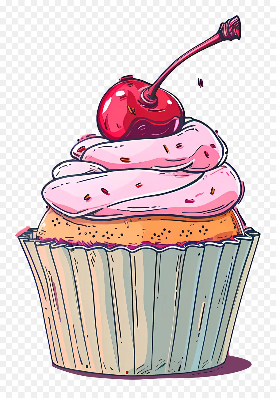 Cereja Bolinho，Cupcake Com Cereja PNG