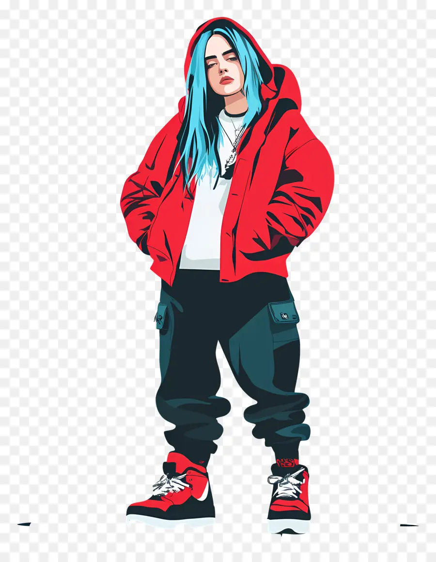 Billie Eilish，Personagem De Jaqueta Vermelha PNG