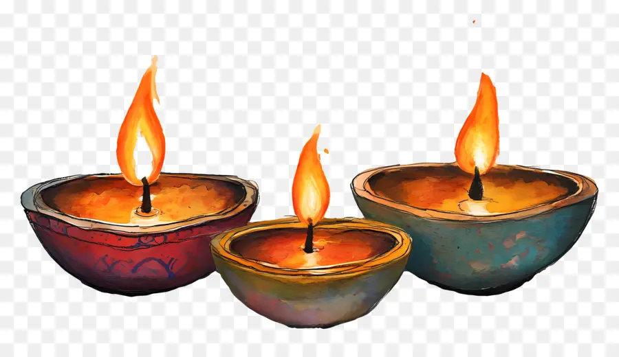 Lâmpadas A óleo De Diwali，Velas PNG