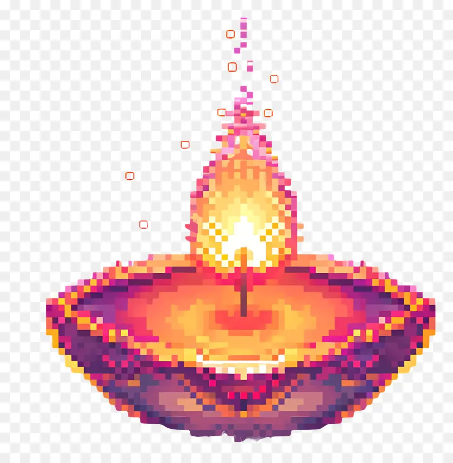 Pixel Diwali Diya，Vela De Pixels PNG