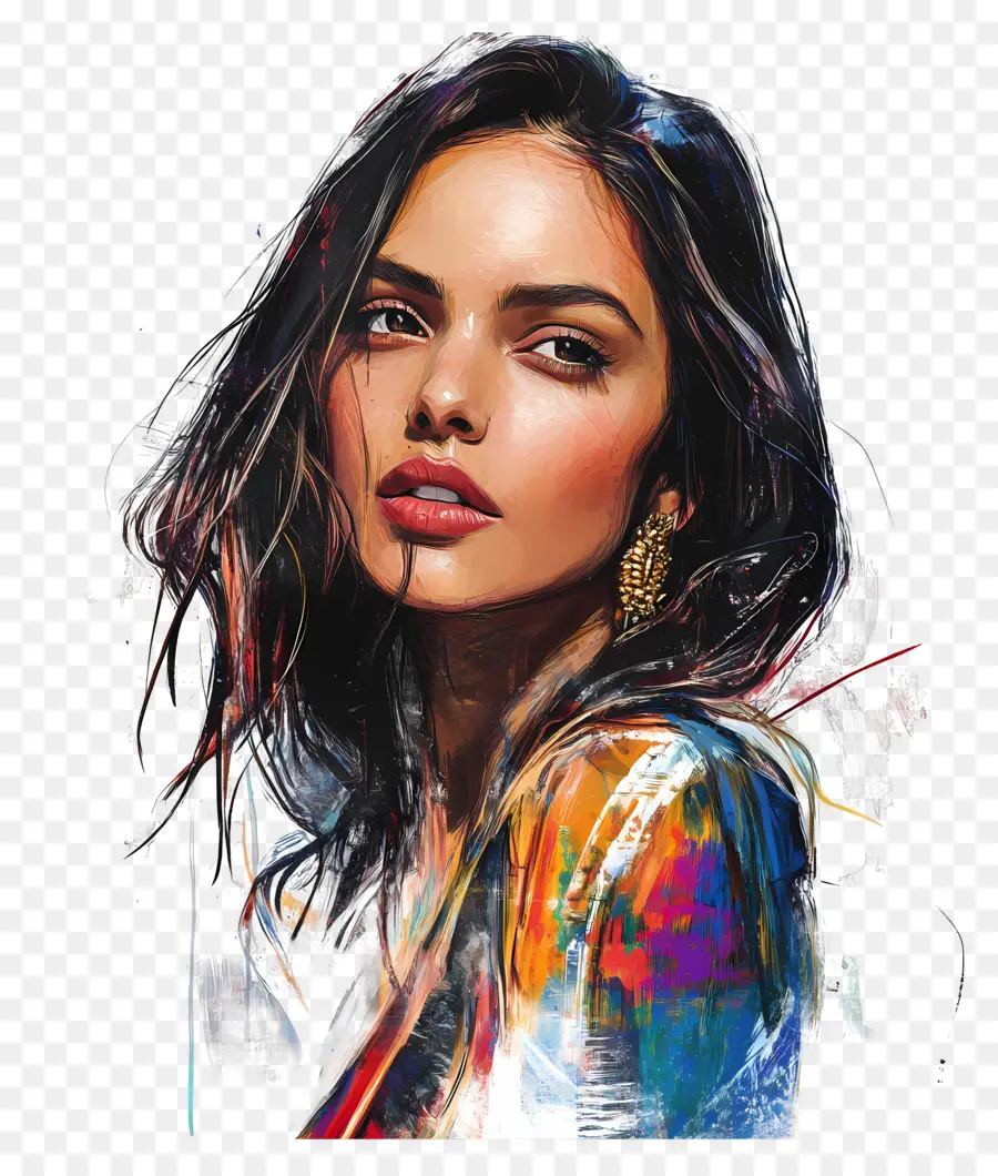 Deepika Padukone，Retrato Artístico De Mulher PNG