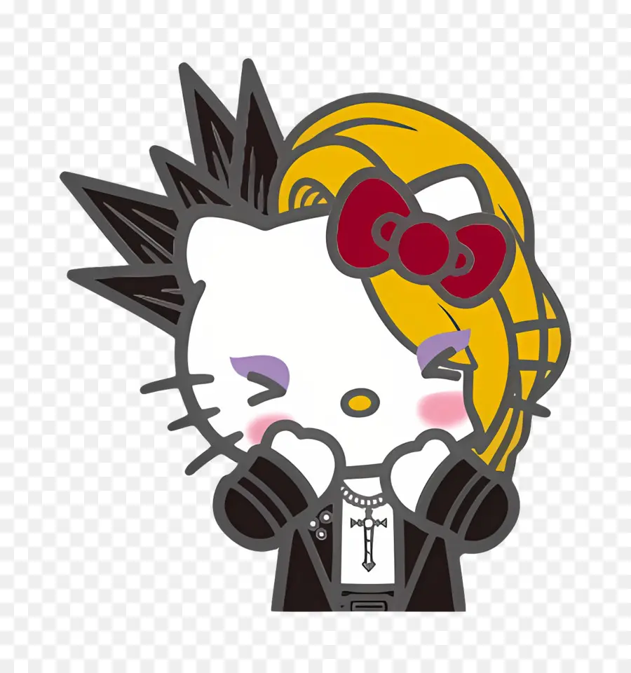 Yoshikitty，Hello Kitty Com Penteado Punk PNG