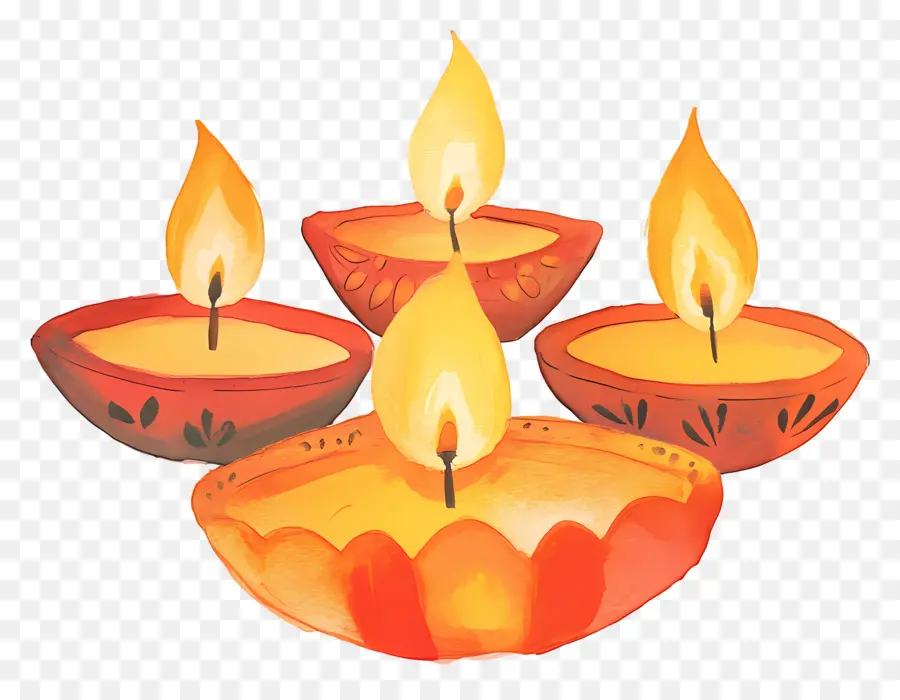 Lâmpadas A óleo De Diwali，Velas PNG