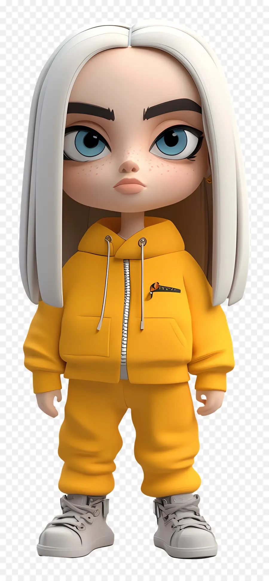 Billie Eilish，Personagem 3d Com Roupa Amarela PNG