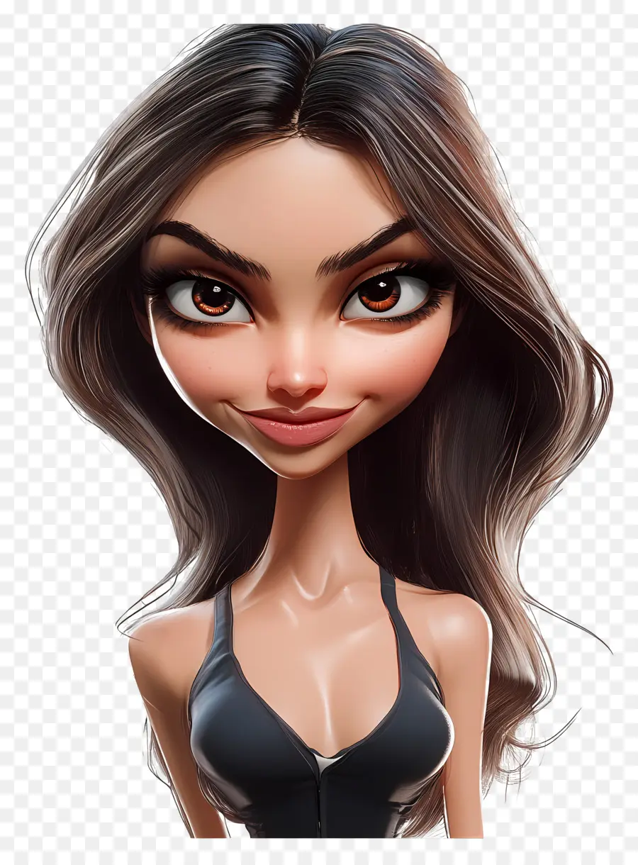 Deepika Padukone，Personagem Chibi Com Cabelo Comprido PNG