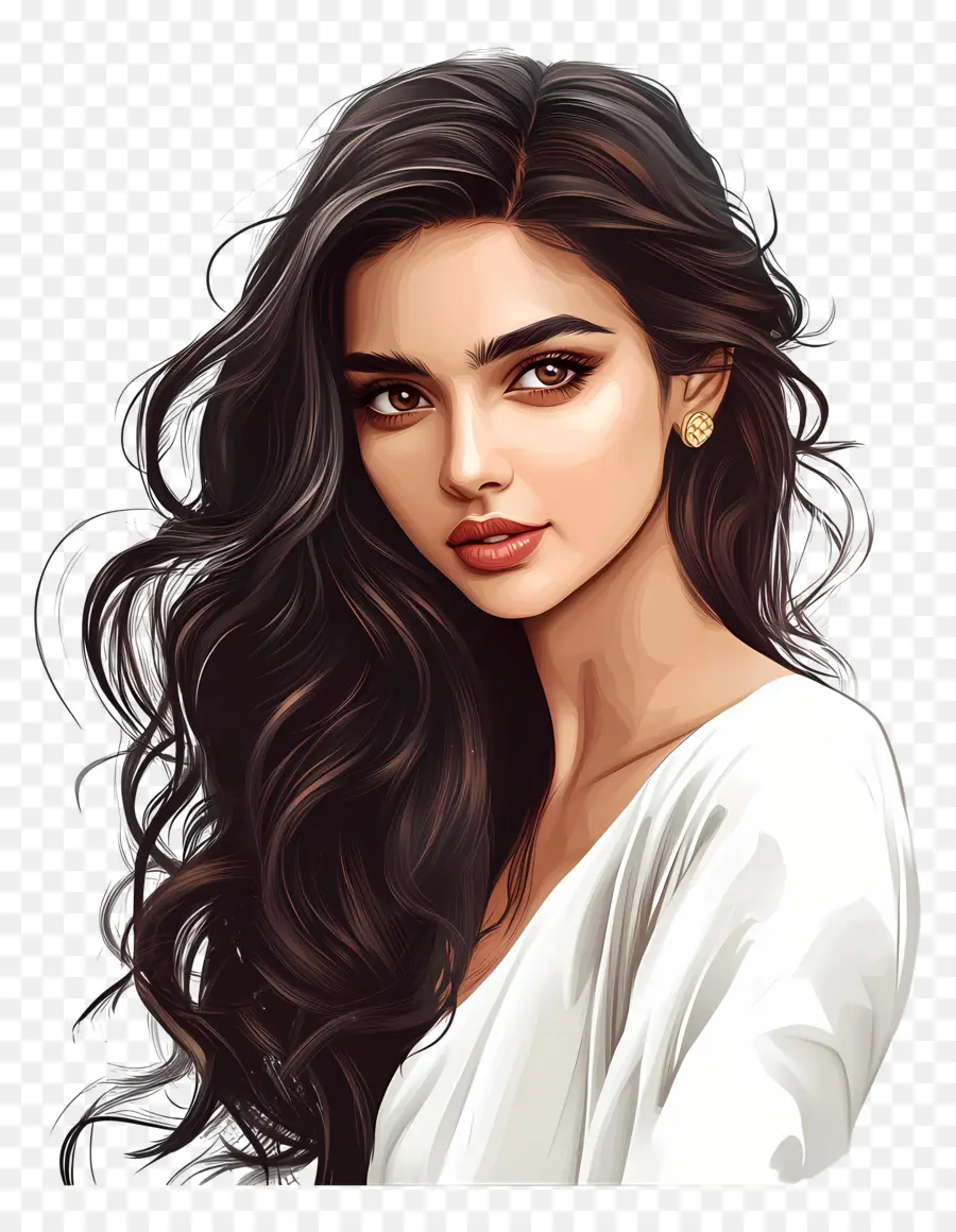 Deepika Padukone，Retrato De Mulher Morena PNG