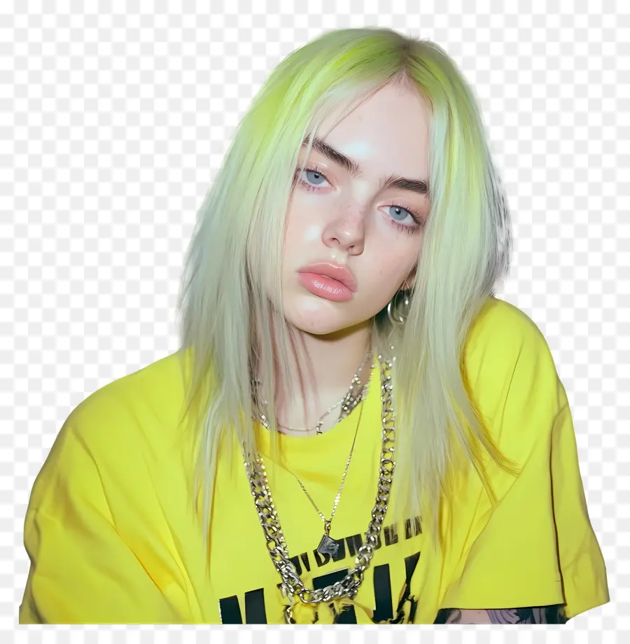 Billie Eilish，Pessoa Com Capuz Amarelo PNG