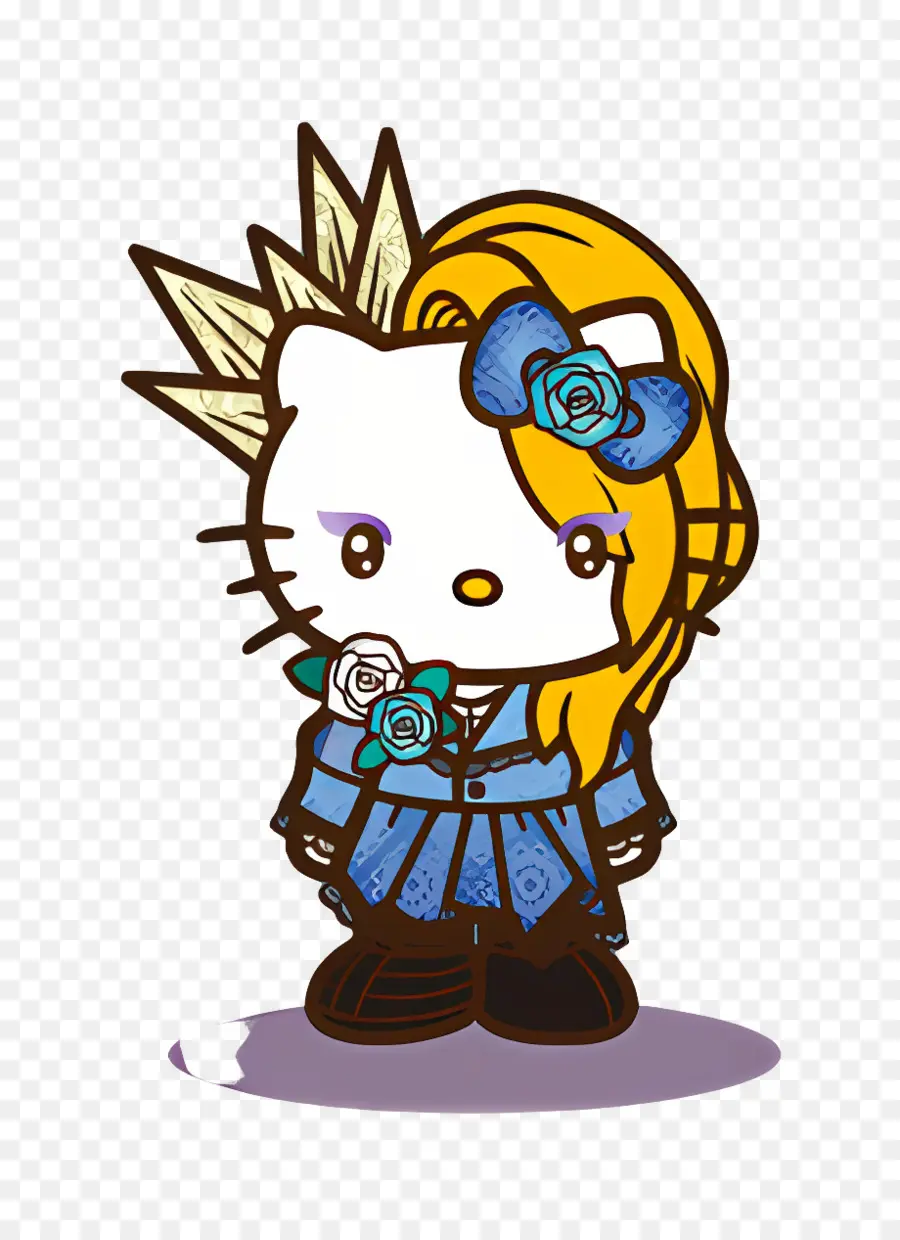 Yoshikitty，Personagem De Desenho Animado Com Flores PNG