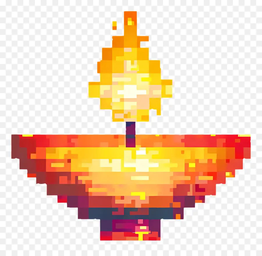 Pixel Diwali Diya，Diya Pixelizada PNG