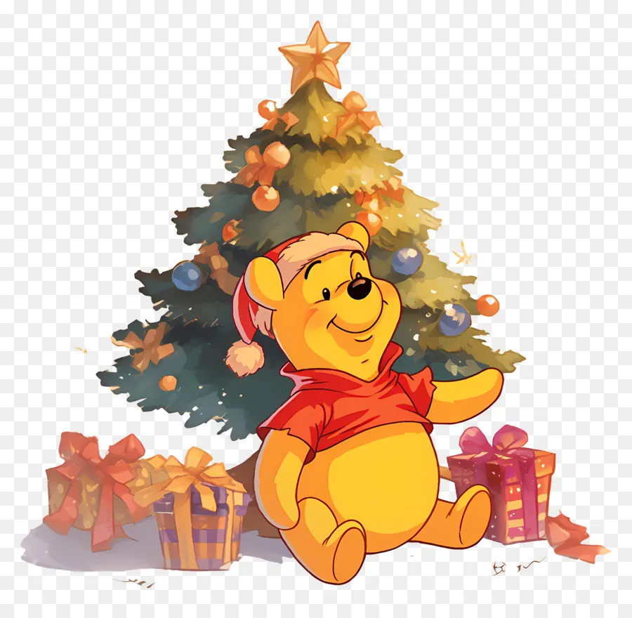 Ursinho Pooh，Urso Com árvore De Natal PNG