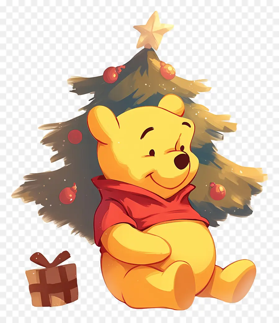 Ursinho Pooh，Urso Com árvore De Natal PNG