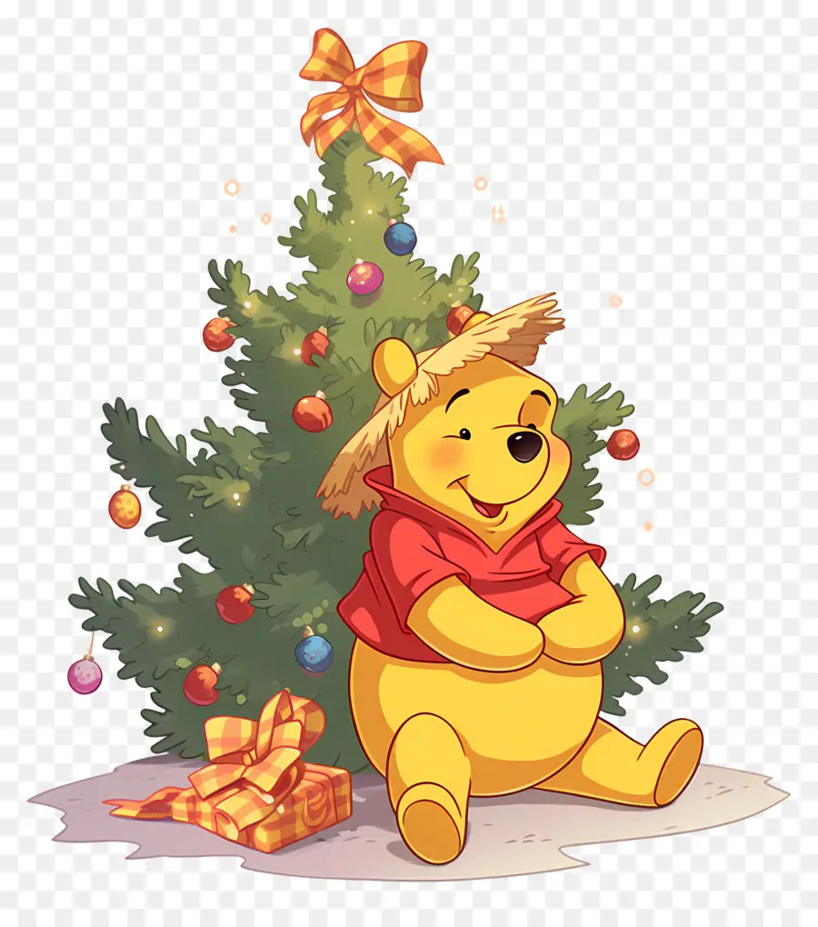 Ursinho Pooh，Urso Com árvore De Natal PNG