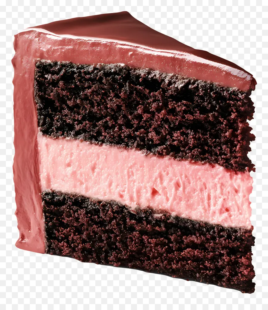 Fatia De Bolo，Fatia De Bolo De Chocolate Com Recheio Rosa PNG