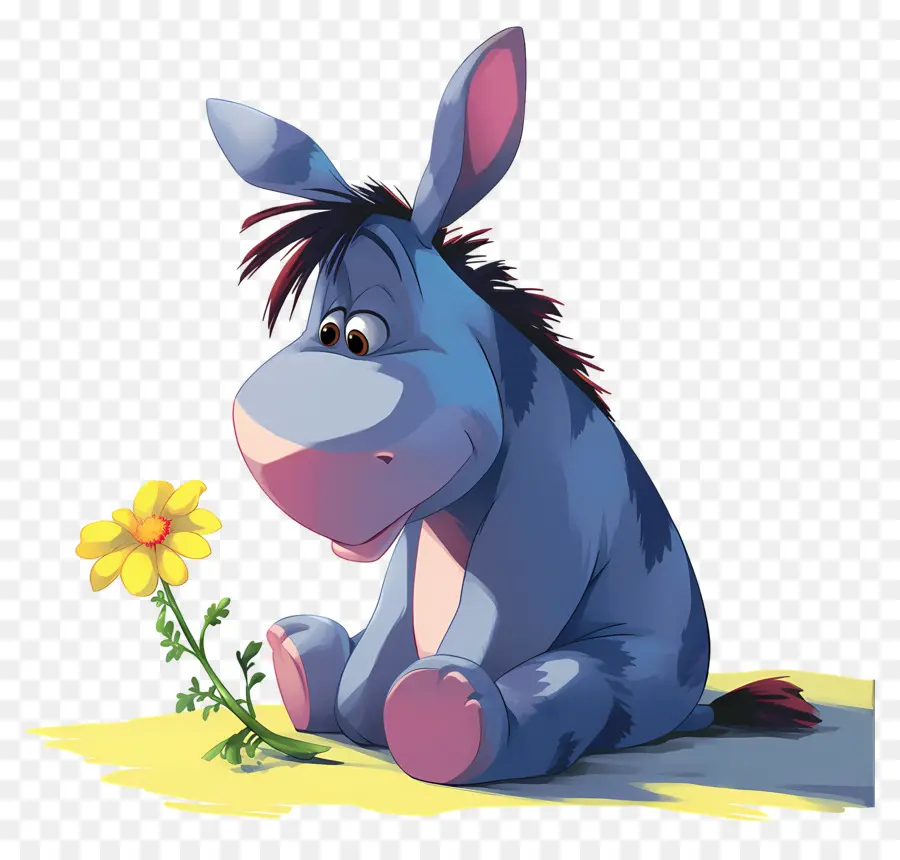 Bisonho，Burro Com Flor PNG