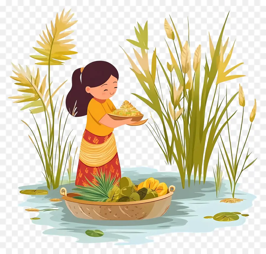 Feliz Chhath Puja，Mulher Com Ofertas PNG