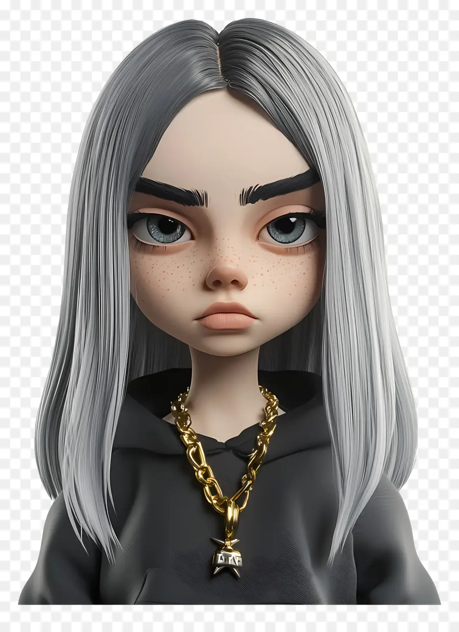 Billie Eilish，Personagem 3d Com Cabelos Grisalhos PNG