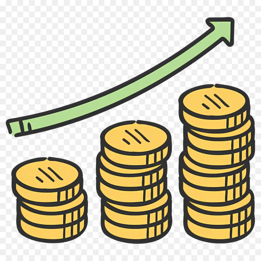 Mercado De Ações，Seta Amarela E Moedas PNG