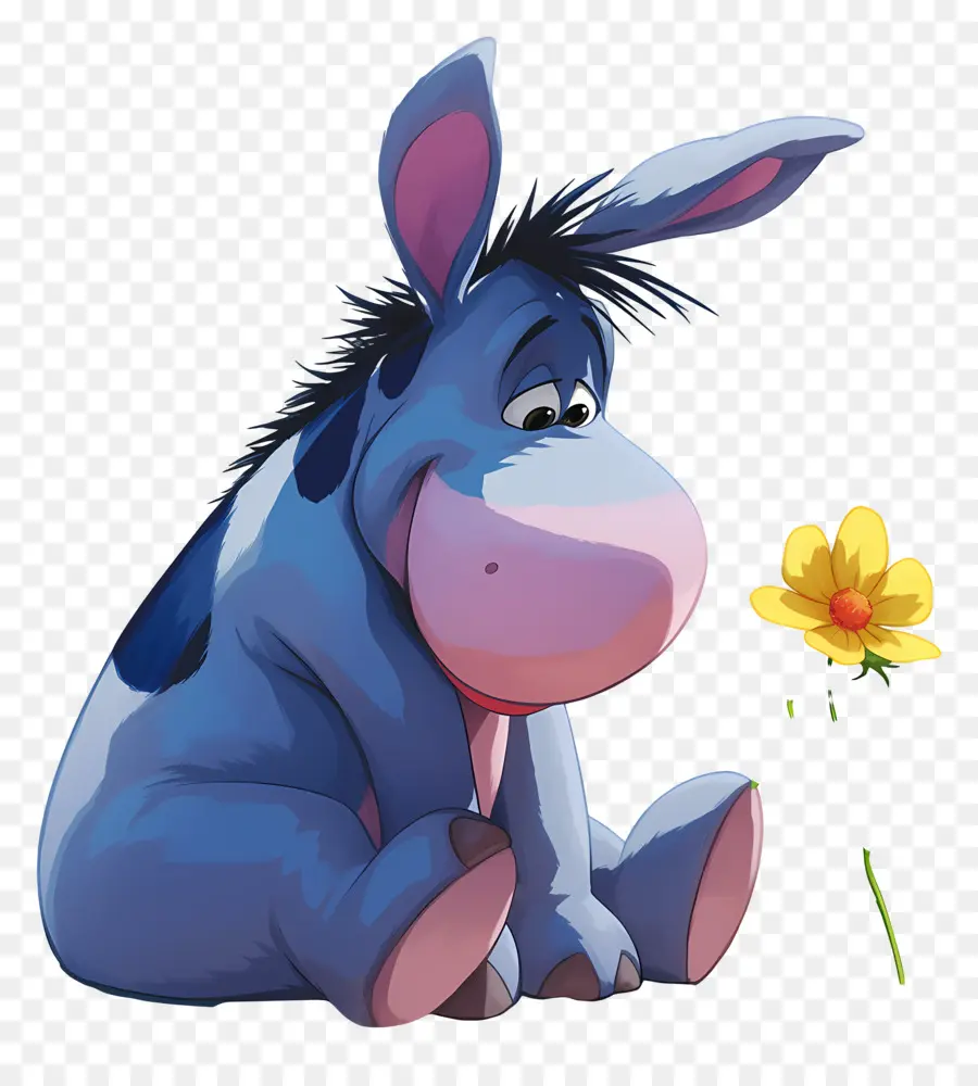 Bisonho，Burro Com Flor PNG