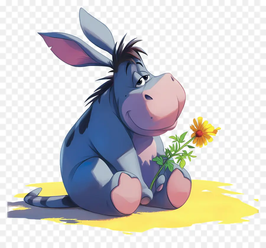 Bisonho，Burro Com Flor PNG