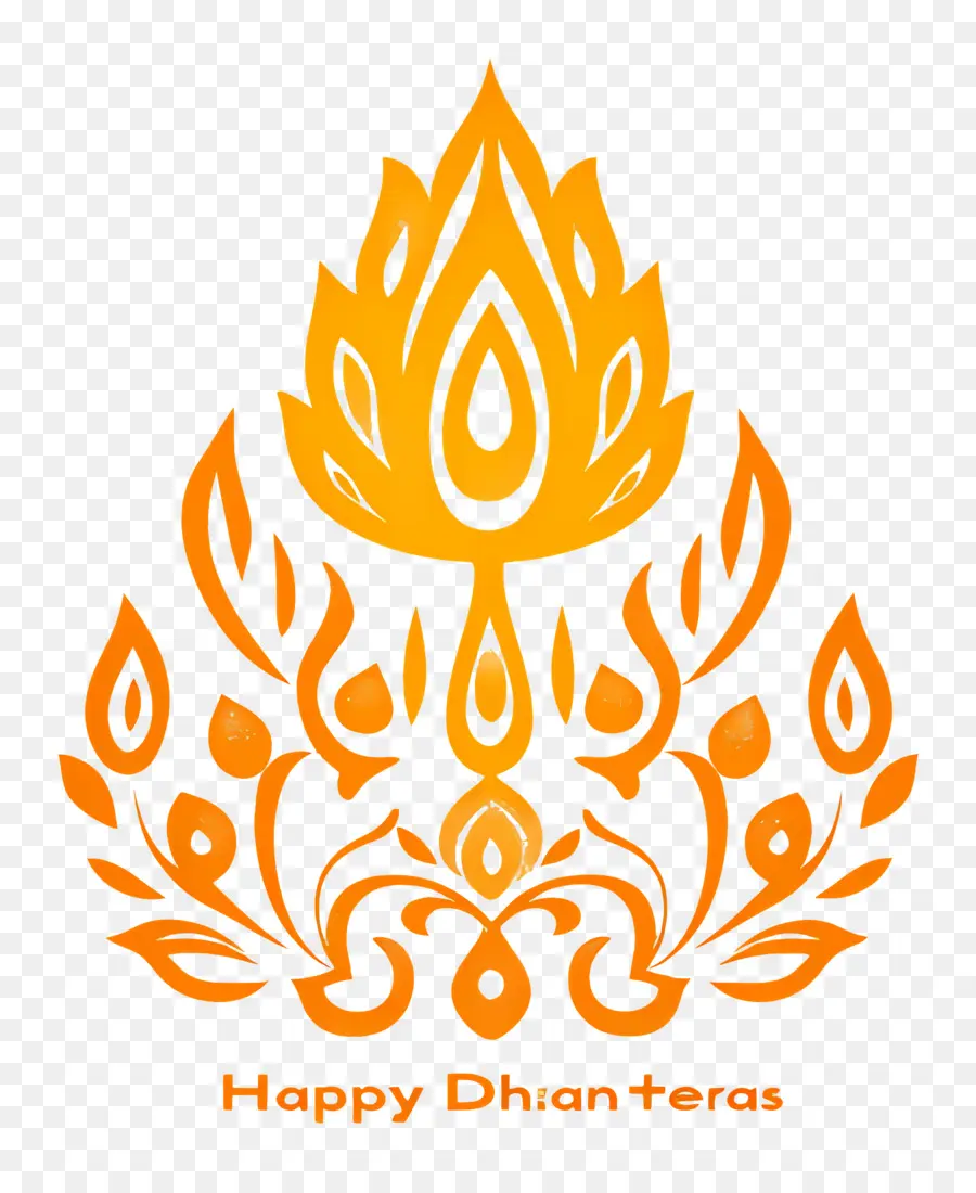 Felizes Dhanteras，Padrão Floral Laranja PNG