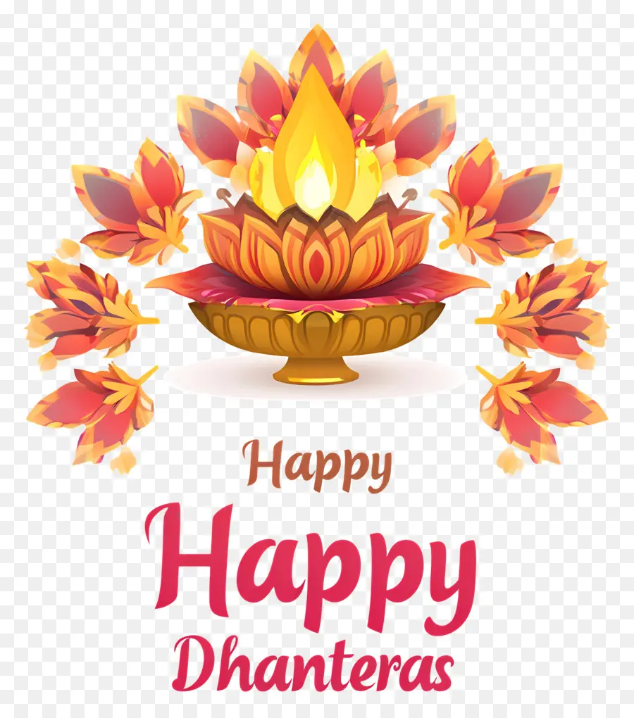 Felizes Dhanteras，Saudação Feliz De Dhanteras Com Lótus PNG