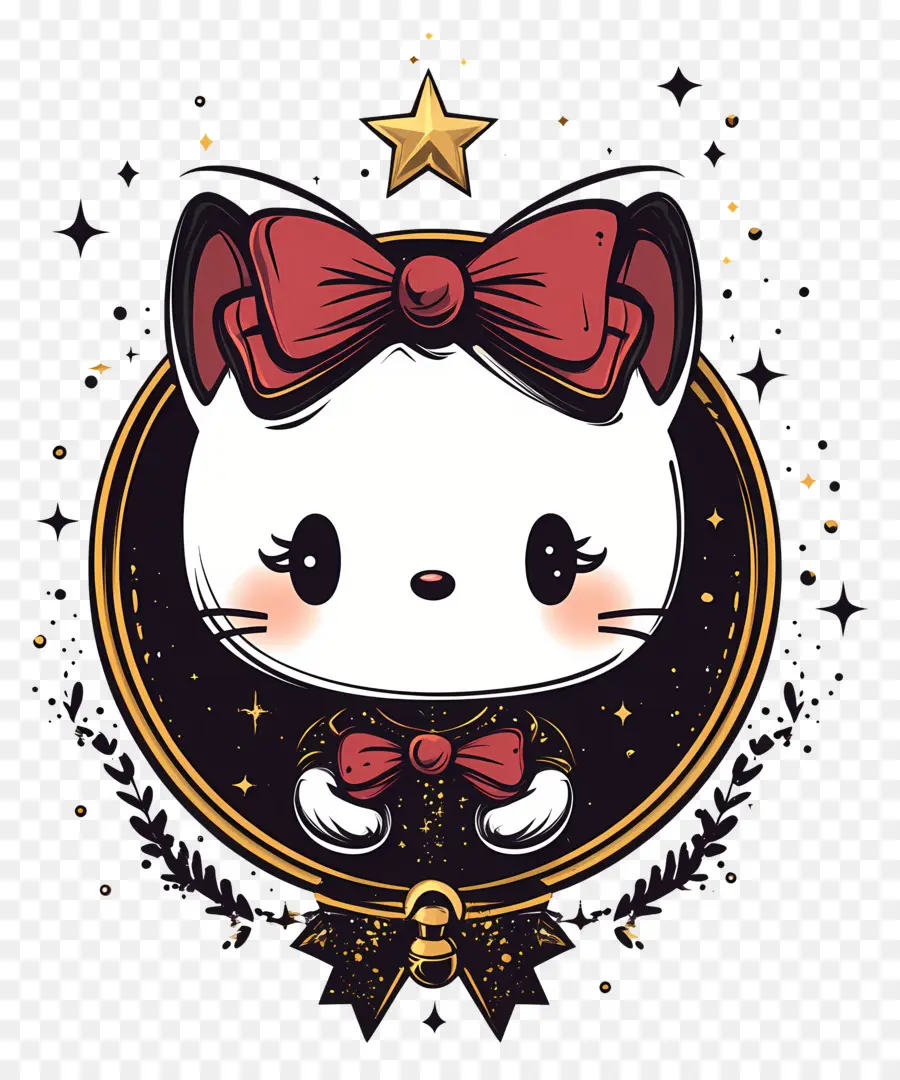 Adesivo Olá Kitty，Gato Com Estrela PNG